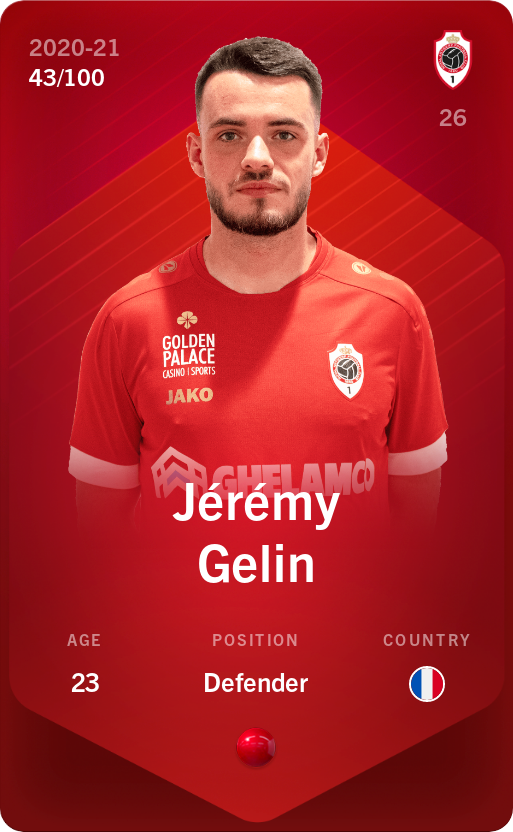 Sorare - Sorare Official - Jérémy Gelin 2020-21 • Rare 43/100 - NFT # 63758376874423817975771627114716314017936247100412296018750395956549998578945
