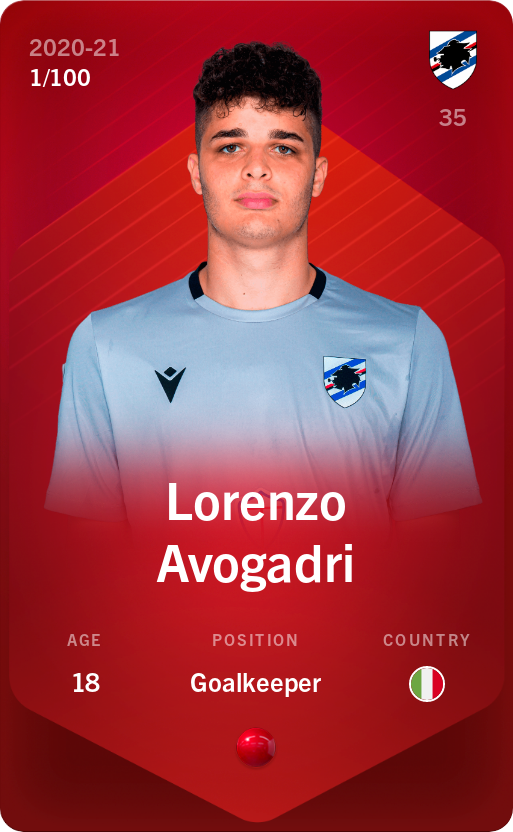 Sorare - Sorare Official - Lorenzo Avogadri 2020-21 • Rare 1/100 - NFT # 61153489018196528700595451022261543750408874992856765133946112375609549037458