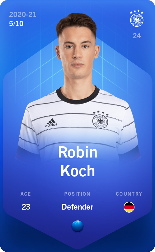 Sorare - Sorare Official - Robin Koch 2020-21 • Super Rare 5/10 - NFT # 24365535389433117879811367763869032771705960864385872202459716654962992036805