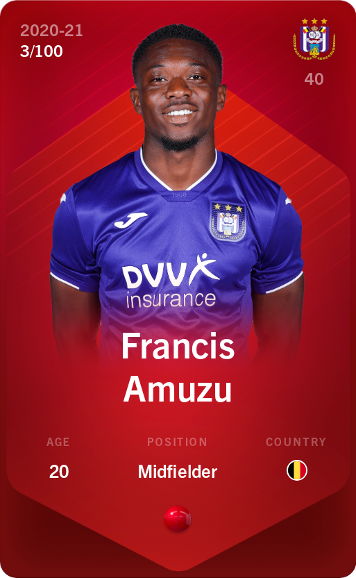 Sorare - Sorare Official - Francis Amuzu 2020-21 • Rare 3/100 - NFT # 62300108530694883952768491082613970326110087382986926099347723413516706323932