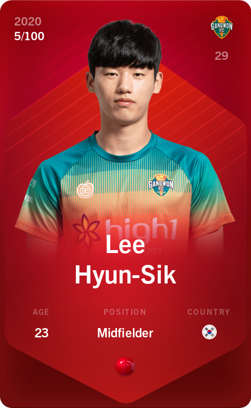 Sorare - Sorare Official - Lee Hyun-Sik 2020-21 • Rare 5/100 - NFT # 36271997348172797199613036596406443374498295858586643180271401210948398473185