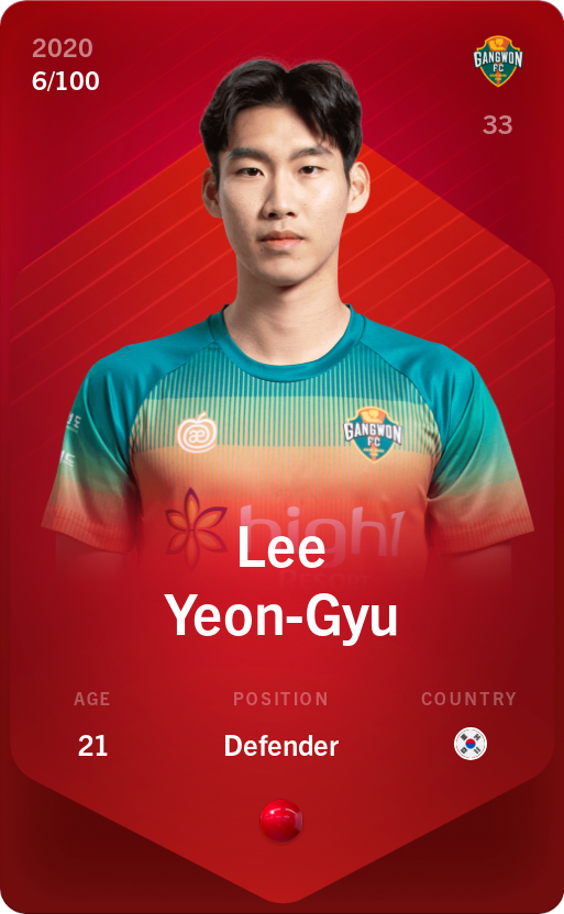 Sorare - Sorare Official - Lee Yeon-Gyu 2020-21 • Rare 6/100 - NFT # 3757646396798230231484786515287982780053658863392139326279542672773070280231
