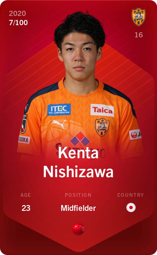Sorare - Sorare Official - Kenta Nishizawa 2020-21 • Rare 7/100 - NFT # 31219253764130435543524932147771574938890121461891271521218721874986793073080