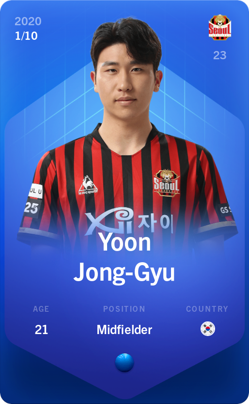 Sorare - Sorare Official - Yoon Jong-Gyu 2020-21 • Super Rare 1/10 - NFT # 84923059461313532701069408137882498067419467960558337139560172625044415518014