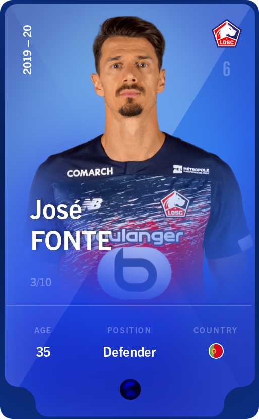 Sorare - Sorare Official - José Fonte 2019-20 • Super Rare 3/10 - NFT # 74634794731317279392380400659565740005214652041418762194169060493333604553276