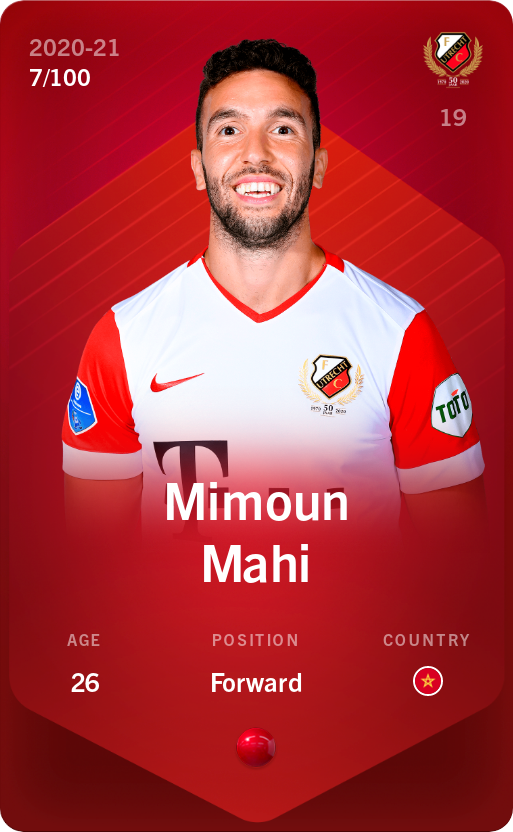 Sorare - Sorare Official - Mimoun Mahi 2020-21 • Rare 7/100 - NFT # 69458564161999847053170834845342755263010492398750532609096400618780052365283