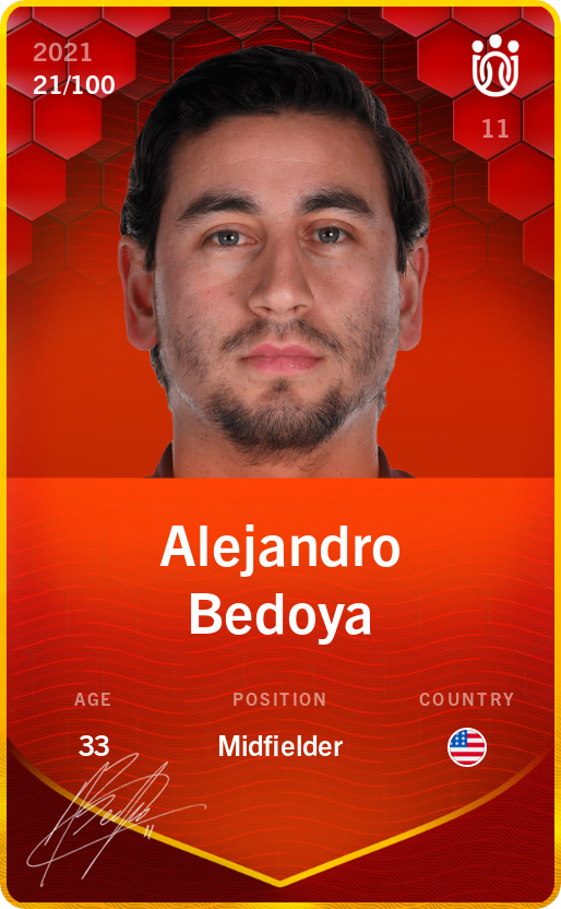Sorare - Sorare Official - Alejandro Bedoya 2021-22 • Rare 21/100 - NFT # 22322401444436742453164827075330643941124924512291871263316026888659600606509