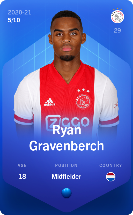 Sorare - Sorare Official - Ryan Gravenberch 2020-21 • Super Rare 5/10 - NFT # 7697581439226668003509717732751173842749123499893511911563958315836554252592