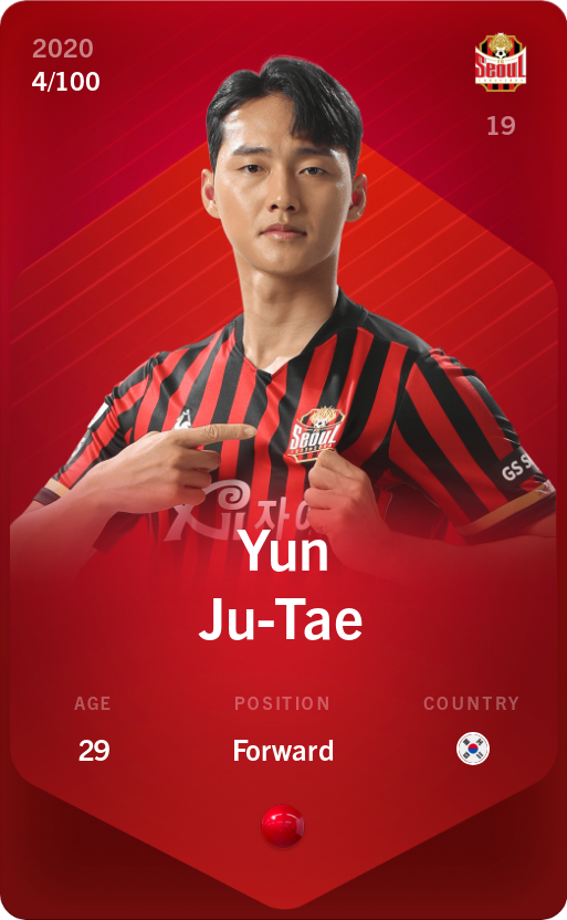 Sorare - Sorare Official - Yun Ju-Tae 2020-21 • Rare 4/100 - NFT # 17222982713736114509686252475634866825819924765047463394307631467994776704851