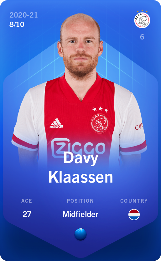 Sorare - Sorare Official - Davy Klaassen 2020-21 • Super Rare 8/10 - NFT # 80720437826758202291952664519012357478488230951872366032570928882597559678820