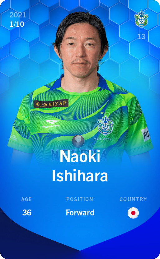 Sorare - Sorare Official - Naoki Ishihara 2021-22 • Super Rare 1/10 - NFT # 37362894208214362260006244764335854626567893026430775536128193258434757414784