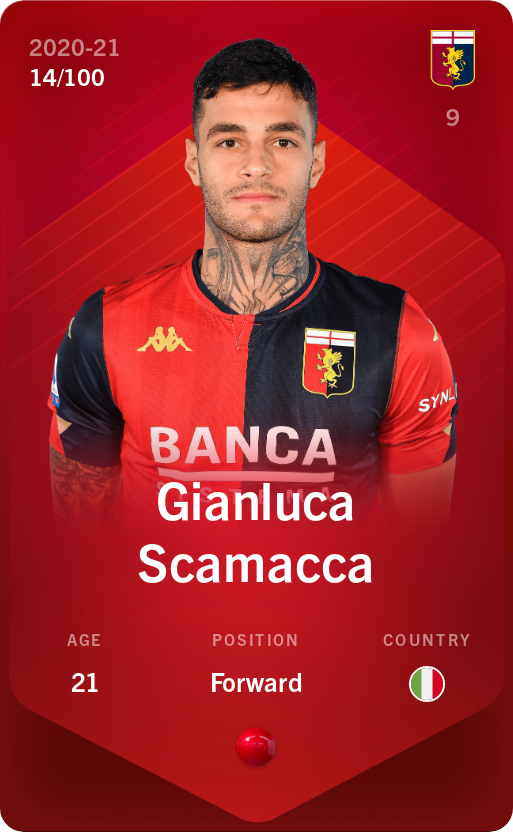 Sorare - Sorare Official - Gianluca Scamacca 2020-21 • Rare 14/100 - NFT # 55631727011415336271104802739098148524168315128623419575590684819534607097599