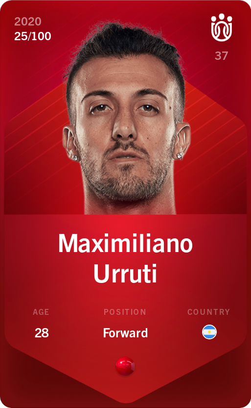 Sorare - Sorare Official - Maximiliano Urruti 2020-21 • Rare 25/100 - NFT # 43830455746657638627002097006784299118374123601530063270610147007318066877774