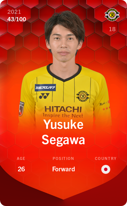Sorare - Sorare Official - Yusuke Segawa 2021-22 • Rare 43/100 - NFT # 78665480969827817174425493859003181690291097349268115743409272448135650673723