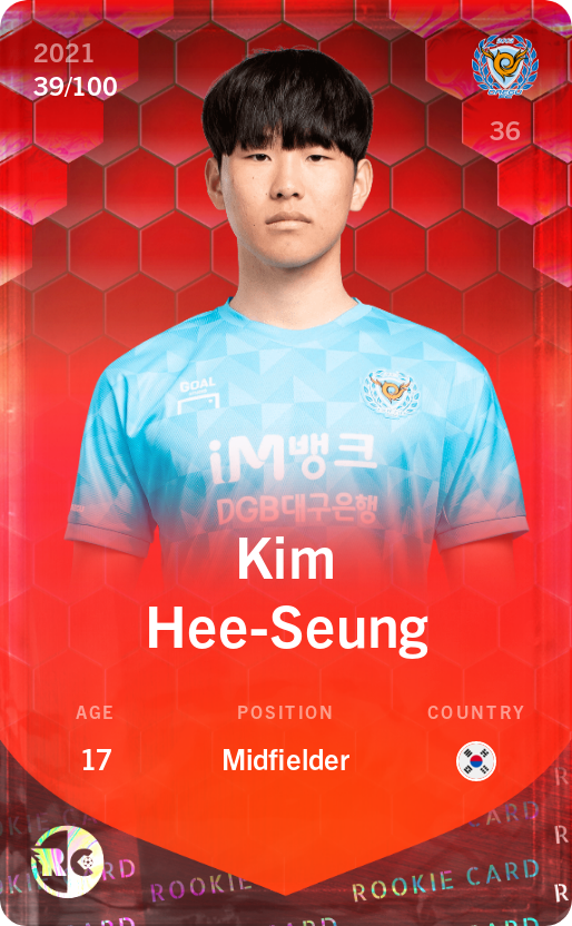 Sorare - Sorare Official - Kim Hee-Seung 2021-22 • Rare 39/100 - NFT # 26959291116177045039838152826403526811054180316649384236204487001375132578360