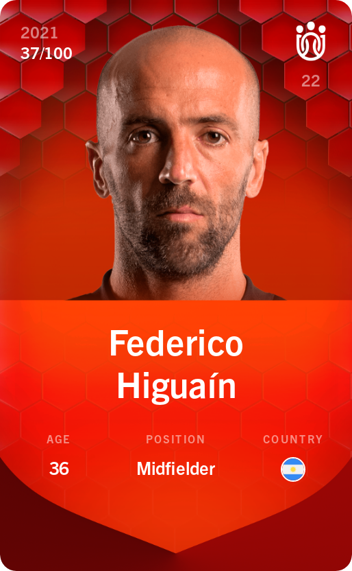 Sorare - Sorare Official - Federico Higuaín 2021-22 • Rare 37/100 - NFT # 47552428523226433731154137023076045209068089827608202788305774399224871705407