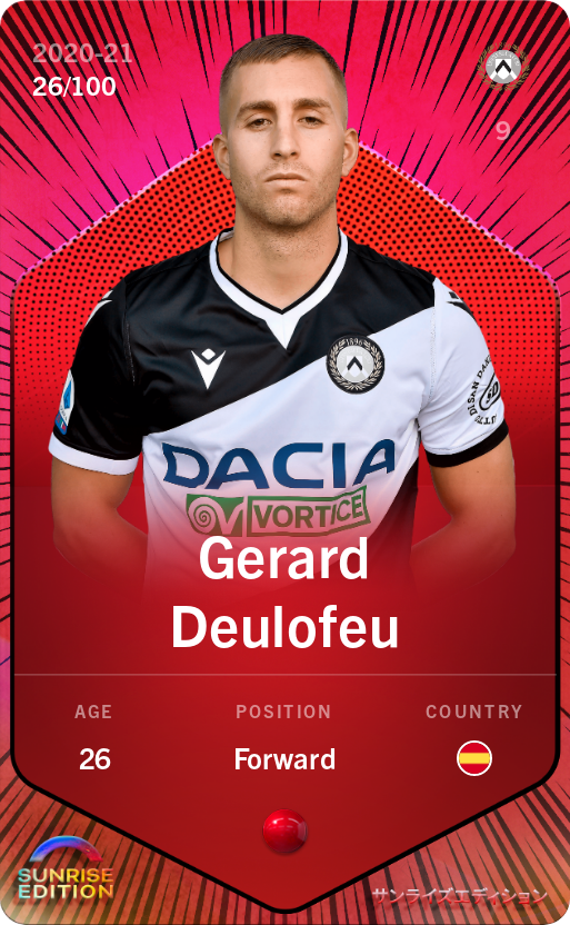 Sorare - Sorare Official - Gerard Deulofeu 2020-21 • Rare 26/100 - NFT # 112185293802903967001252188077722187927263764816238434529442557872952479406059