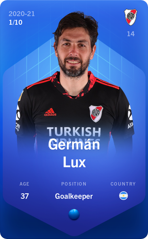 Sorare - Sorare Official - Germán Lux 2020-21 • Super Rare 1/10 - NFT # 76573743468582220826832380954663834143151129332618885734066405841444881777844