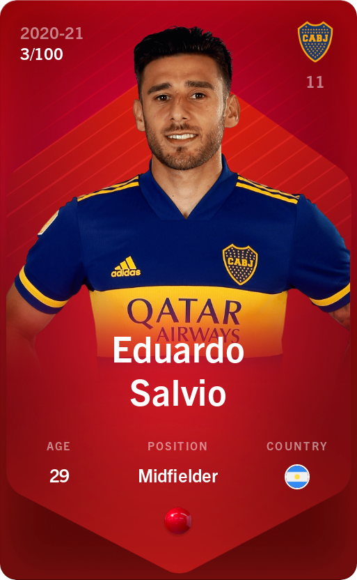 Sorare - Sorare Official - Eduardo Salvio 2020-21 • Rare 3/100 - NFT # 36636350681026141002445304566490697088169677067298293887317117747979790802396