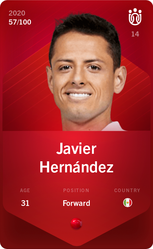 Sorare - Sorare Official - Javier Hernández 2020-21 • Rare 57/100 - NFT # 32280046425638719042745343861414919600658018554036284583173889303574456294137