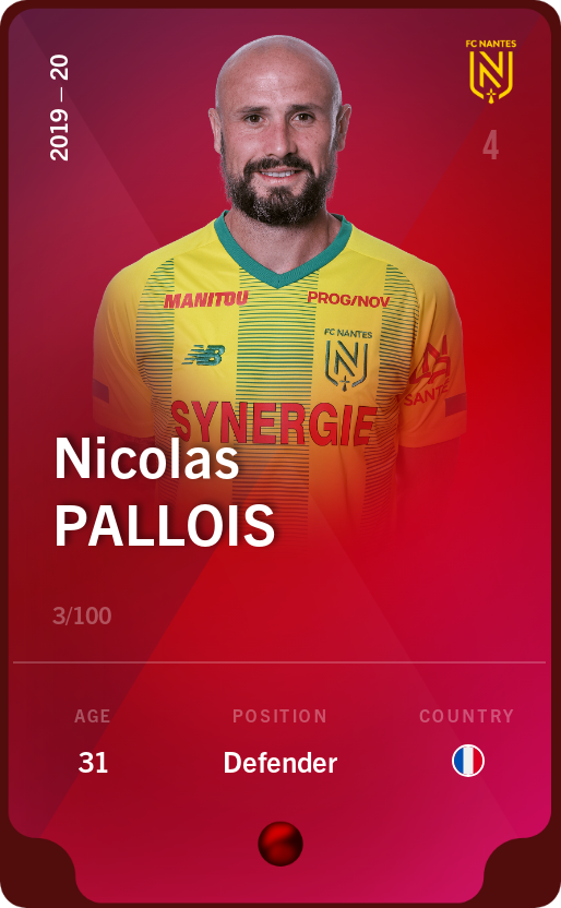 Sorare - Sorare Official - Nicolas Pallois 2019-20 • Rare 3/100 - NFT # 50902280691496115228186065971574382657675780008734319638966032273297465495862