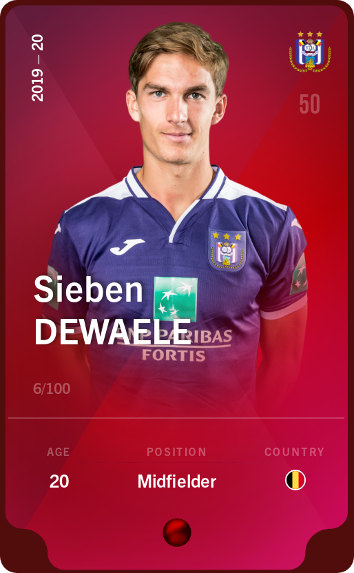Sorare - Sorare Official - Sieben Dewaele 2019-20 • Rare 6/100 - NFT # 46496474378353012597839664123888902938301934093652952829951479974466161704091