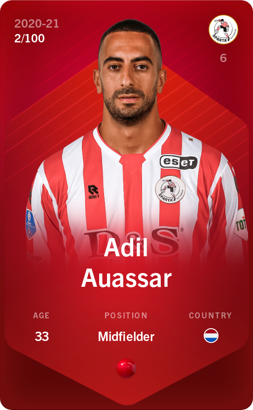 Sorare - Sorare Official - Adil Auassar 2020-21 • Rare 2/100 - NFT # 24927159591060659754587902357646374717129545731480904093563035994168588411789