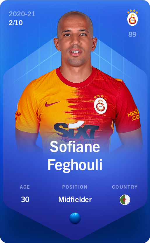 Sorare - Sorare Official - Sofiane Feghouli 2020-21 • Super Rare 2/10 - NFT # 44272374899691927603275560094933430428270596776425048407398038412529401015655