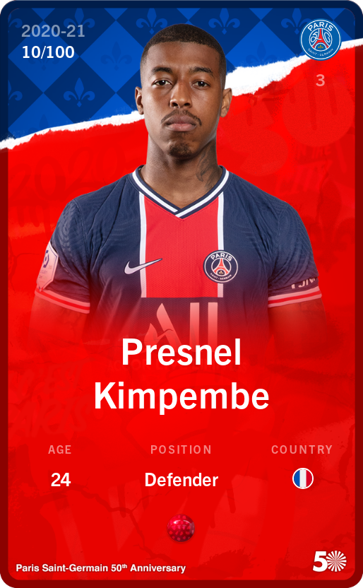 Sorare - Sorare Official - Presnel Kimpembe 2020-21 • Rare 10/100 - NFT # 8456009884619958188444877557073581616812014587667105846281940732144545550708