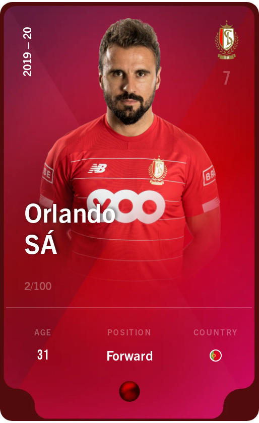 Sorare - Sorare Official - Orlando Sá 2019-20 • Rare 2/100 - NFT # 38642652886513875473456843714249452879108145787400357245116269763430443052613
