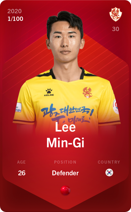 Sorare - Sorare Official - Lee Min-Gi 2020-21 • Rare 1/100 - NFT # 103803219199031385514732488304175166978036347597015275644762124584728475393777