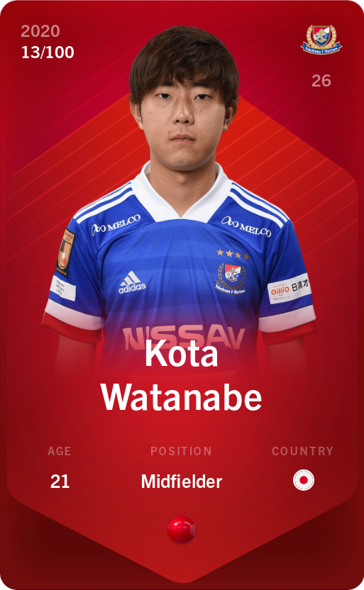Sorare - Sorare Official - Kota Watanabe 2020-21 • Rare 13/100 - NFT # 3390330718418176884005237261360799279647628078600304266151743194465026311784