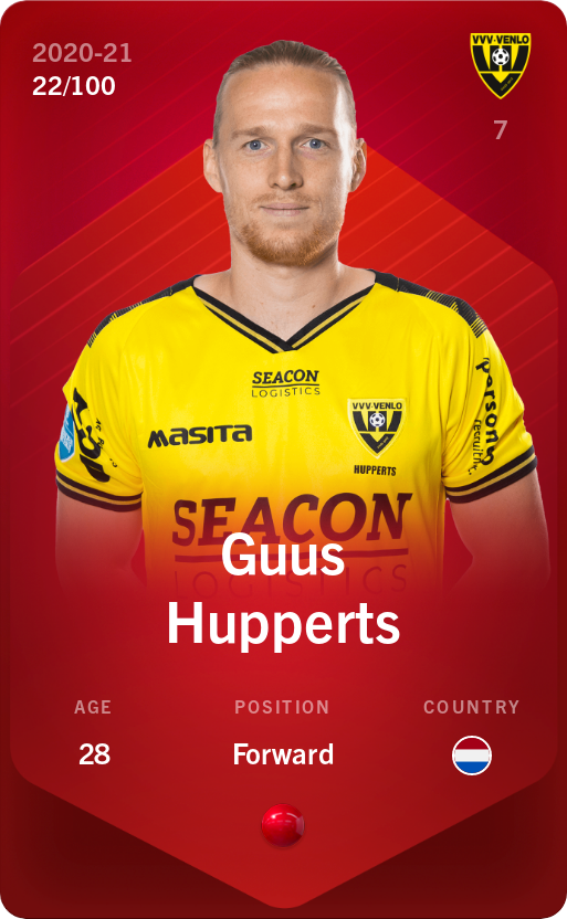 Sorare - Sorare Official - Guus Hupperts 2020-21 • Rare 22/100 - NFT # 69485559847836084215383952359289705731044029225750401470278183556187619541604