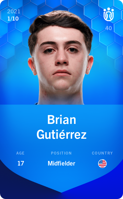 Sorare - Sorare Official - Brian Gutiérrez 2021-22 • Super Rare 1/10 - NFT # 80440297699569630038269299245460719500221195350613361185959836547213564617314