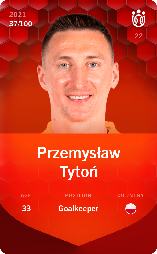 Sorare - Sorare Official - Przemysław Tytoń 2021-22 • Rare 37/100 - NFT # 102639206871498722264176235775596372506893455370565295984831365600892029099496