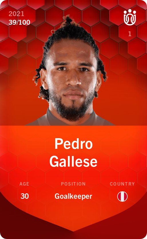 Sorare - Sorare Official - Pedro Gallese 2021-22 • Rare 39/100 - NFT # 87327852789004939731202864837823651537282926661660707850520256431361158471249