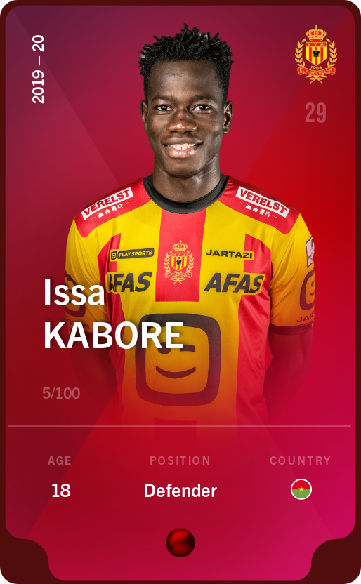Sorare - Sorare Official - Issa Kabore 2019-20 • Rare 5/100 - NFT # 53524464884217547313562385149470190422948107456720834950737283162118291875264