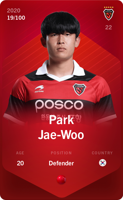 Sorare - Sorare Official - Park Jae-Woo 2020-21 • Rare 19/100 - NFT # 78867605568324782462858812844054541101358986145020840483829921525617569014587