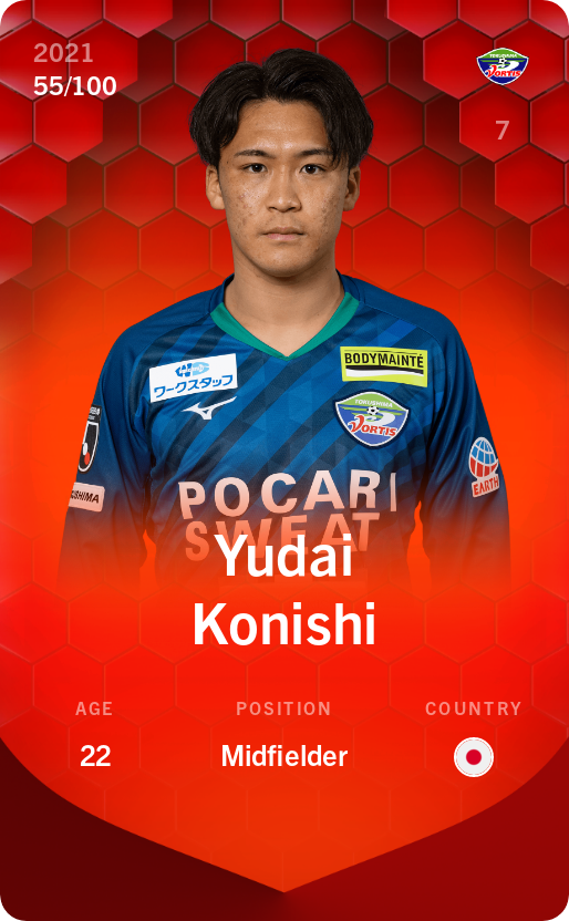 Sorare - Sorare Official - Yudai Konishi 2021-22 • Rare 55/100 - NFT # 109682098894018390567362109391058877132118294117140904829360511600216286805620