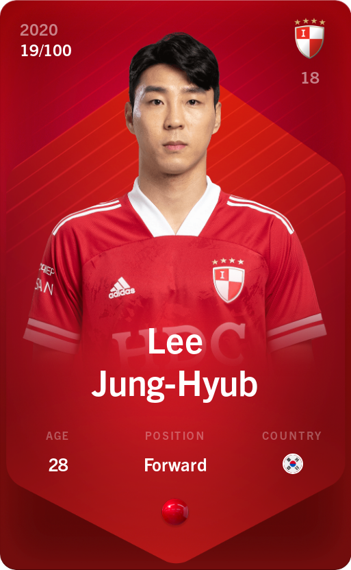 Sorare - Sorare Official - Lee Jung-Hyub 2020-21 • Rare 19/100 - NFT # 8577393096118818814542993560398764999300774697122714148348988396967567606995