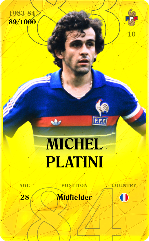 Sorare - Sorare Official - Michel Platini 1983-84 • Limited 89/1000 - NFT # 67980374254028975385806662018491306631372955136810916389352646451594815583981