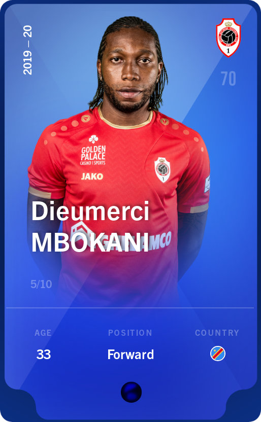 Sorare - Sorare Official - Dieumerci Mbokani 2019-20 • Super Rare 5/10 - NFT # 53655164881933987668448451995399633220809451721171852332230954686936384067613