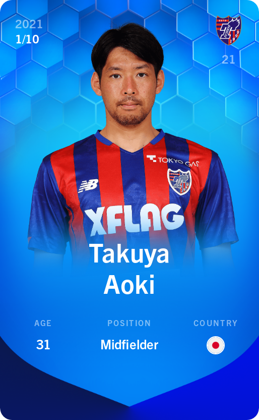 Sorare - Sorare Official - Takuya Aoki 2021-22 • Super Rare 1/10 - NFT # 12184200989902662998655348764641231363903785295519121692088575547327079903363