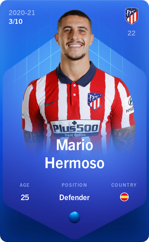 Sorare - Sorare Official - Mario Hermoso 2020-21 • Super Rare 3/10 - NFT # 28948982482634178541482660052716359189765517288711877266081148506419022801868