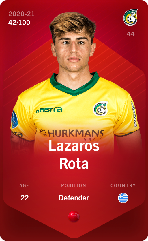 Sorare - Sorare Official - Lazaros Rota 2020-21 • Rare 42/100 - NFT # 93530814540392904167026687838628991561058406453564727611852207227307447946634