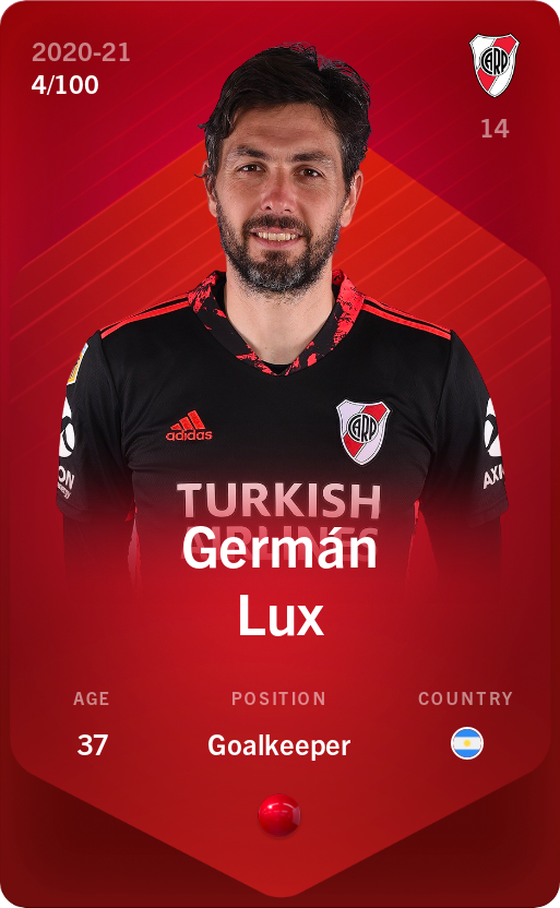 Sorare - Sorare Official - Germán Lux 2020-21 • Rare 4/100 - NFT # 36148606997684842204835059878575387786983550230200904598736334940110318310116