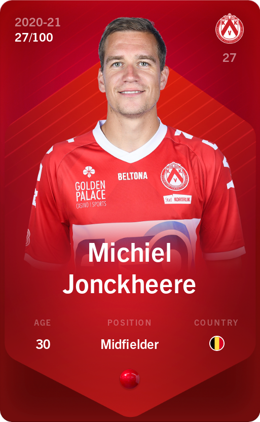 Sorare - Sorare Official - Michiel Jonckheere 2020-21 • Rare 27/100 - NFT # 93217077798984844456539511492573307423232591187944532888922780252143240515347