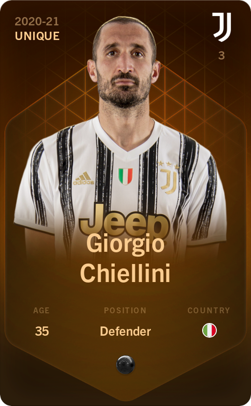 Sorare - Sorare Official - Giorgio Chiellini 2020-21 • Unique - NFT # 50072986200584957890750569111907045997347385774864756779485942288098067130670