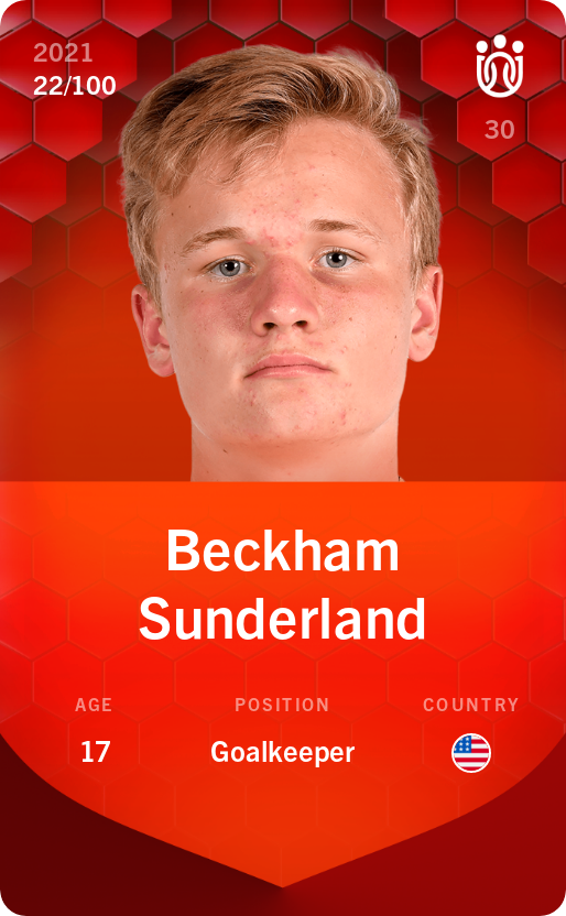 Sorare - Sorare Official - Beckham Sunderland 2021-22 • Rare 22/100 - NFT # 89379027359700826893285277136322846165992497650323308551615808437232666701438