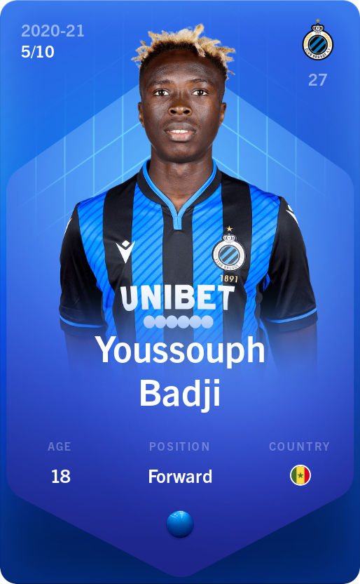 Sorare - Sorare Official - Youssouph Badji 2020-21 • Super Rare 5/10 - NFT # 19905765643513978398481945103581129552223390132266820715942021410124854228124